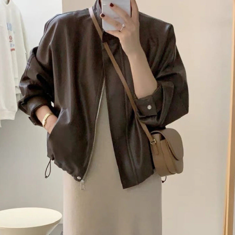 Women's leather jacket with oversized cut and modern details Chic & Stil