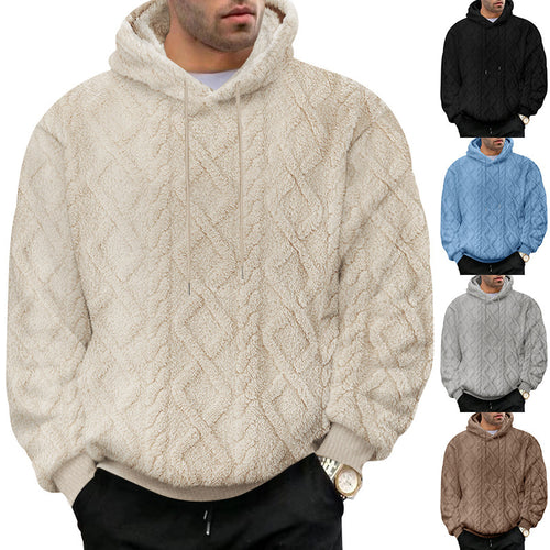 Men's cozy fleece hooded sweatshirt with textured design Amarae