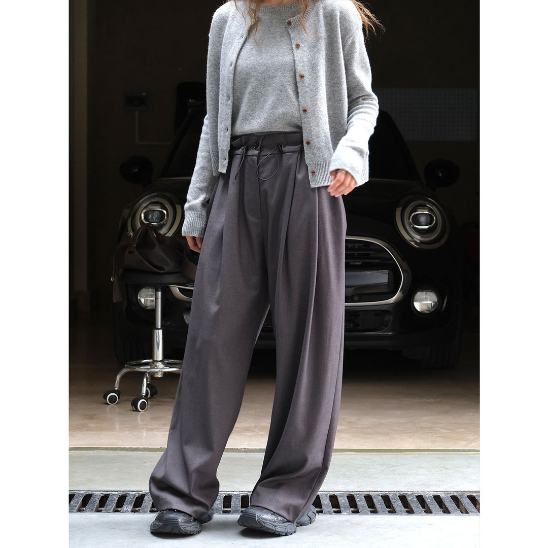 Women Elegant Wide High-Waist Palazzo Pants with Pleats and Flowing Viscose Look Amarae