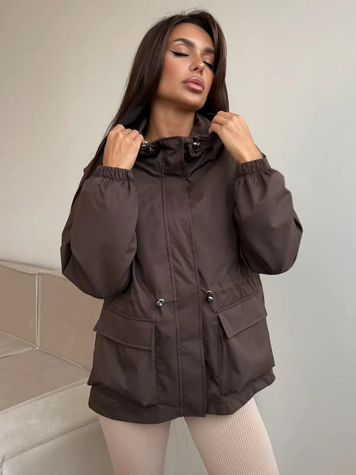 Women's casual waterproof jacket with adjustable waistband Lune London