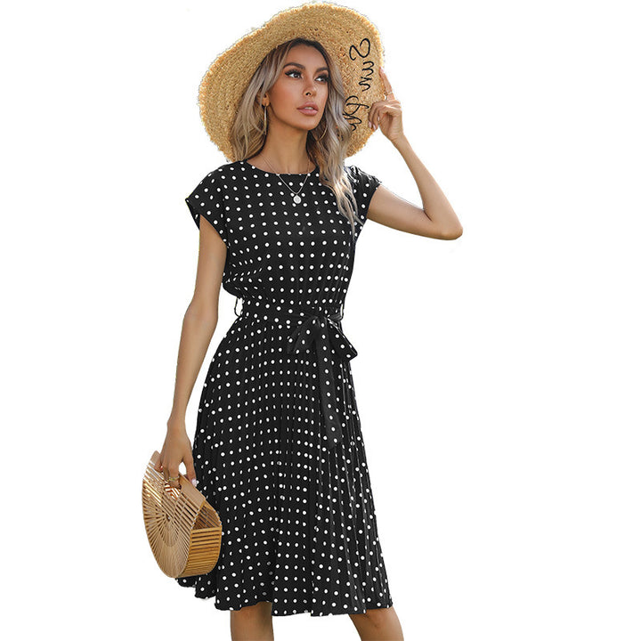 Lune London Women's A-line Polka Dot Dress with Waist Cord