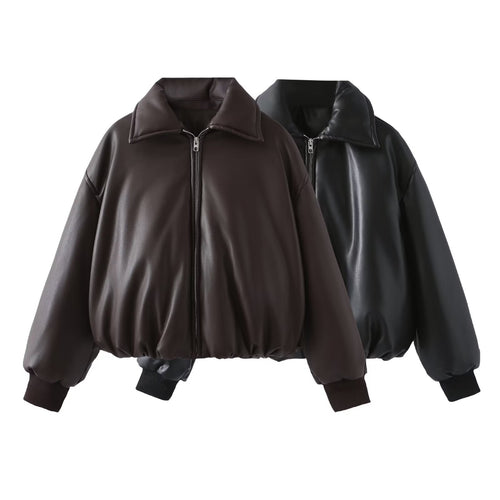 Trendy short jacket for women in high-quality synthetic leather Amarae