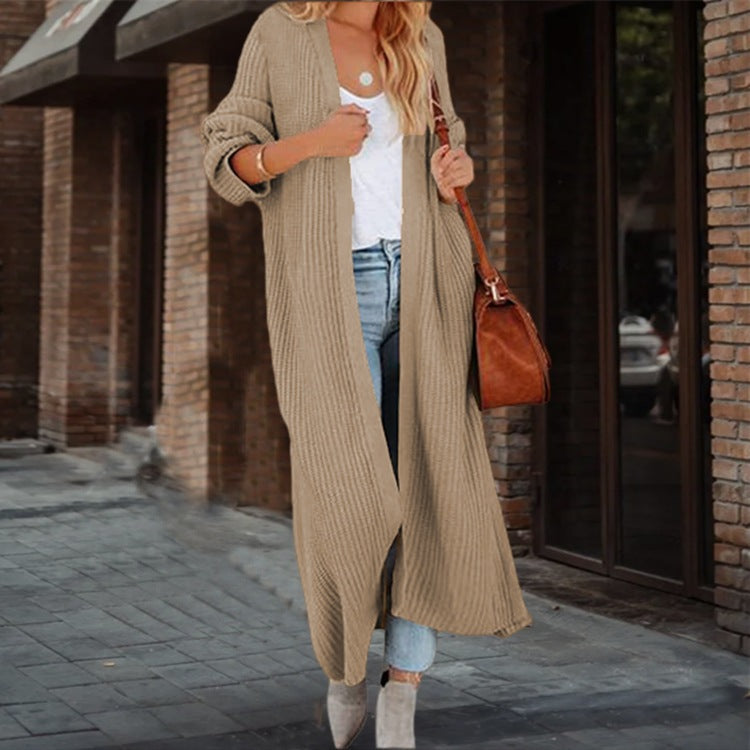 Open design knit coat for women with generous pockets Lune London