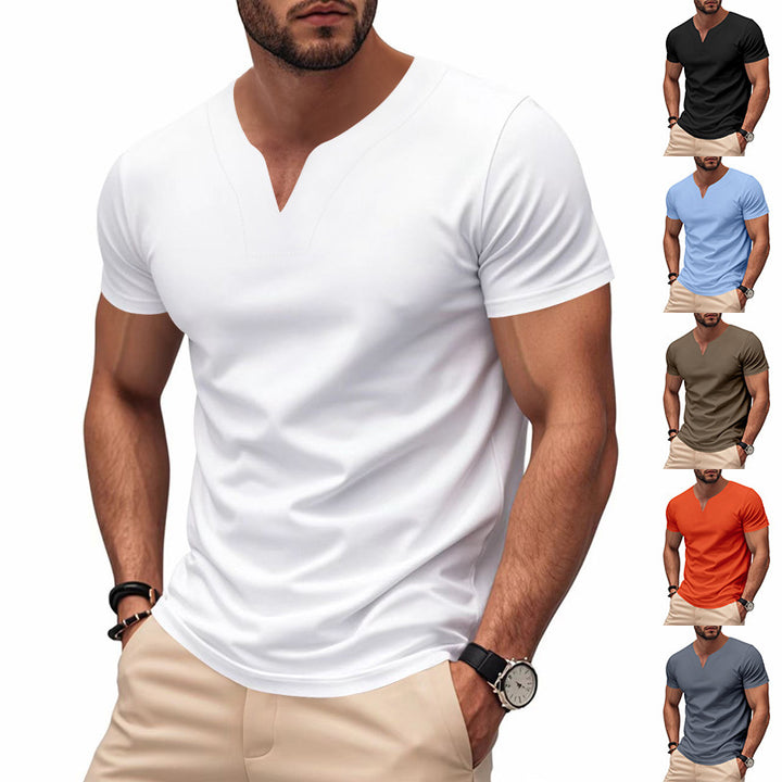 Short sleeve men's t-shirt with V neck and breathable fabric Lune London