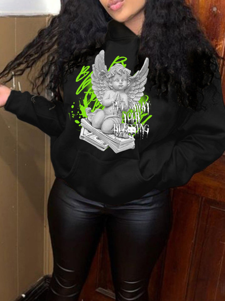 Hoodie women with artistic angel design Lune London
