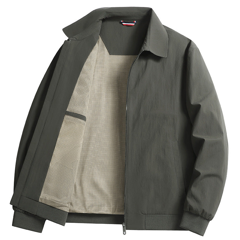 Men's Lightweight Windbreaker with Checked Lining, Full Zip and Ribbed Cuffs Amarae