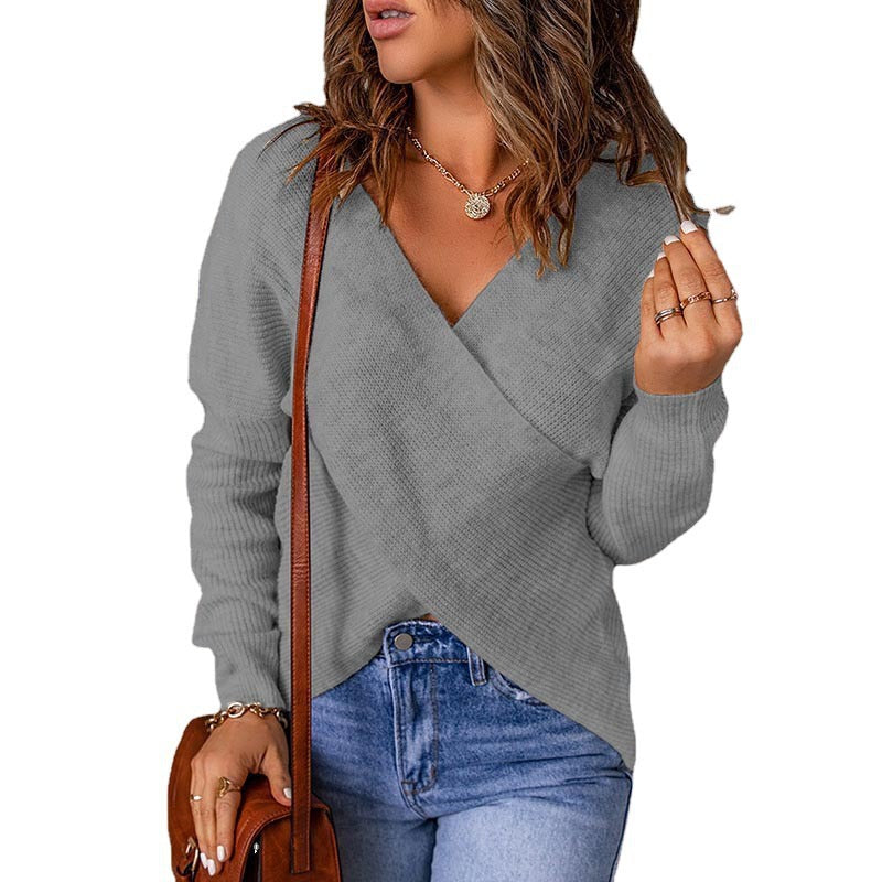 Lune London women's knitted sweater with a wrapped neckline