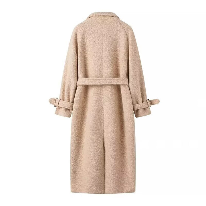 Elegant wool coat for women with tie belt and stylish button details Lune London