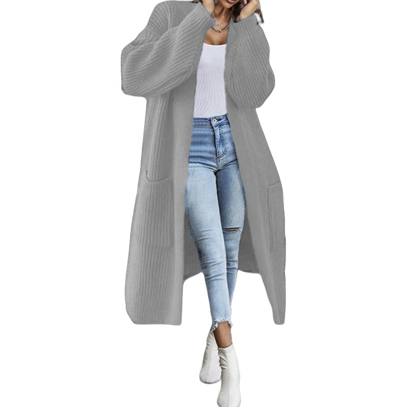 Knitted coat for women with deep pockets and casual cut Lune Londonl