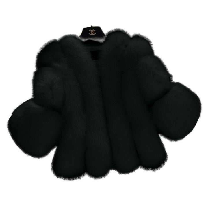 Ladies Plush Faux Fur Coat with Wide Sleeves Lune London