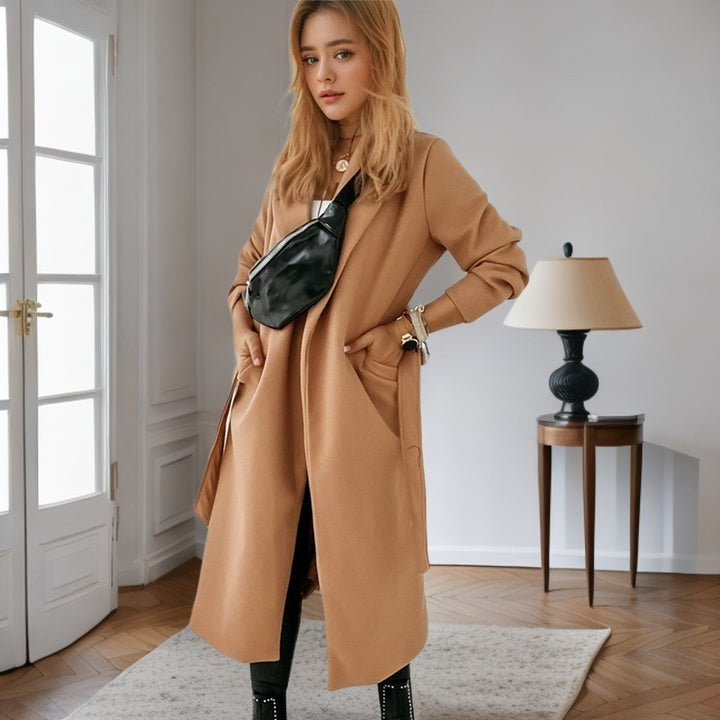 Trendy long jacket for women with practical pockets Amarae