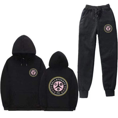 Women's comfortable leisure lounge suit with kangaroo pocket and modern logo Amarae