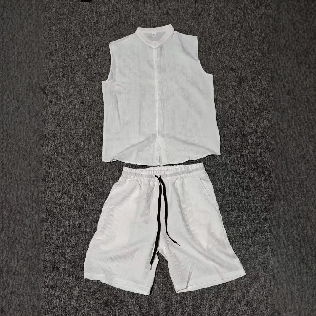 Men CasualSleeveless Buttoned Chic Set and Style