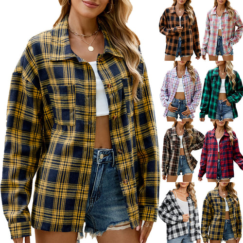 Plaid overshirt jacket for women with a relaxed fit and practical pockets Amarae