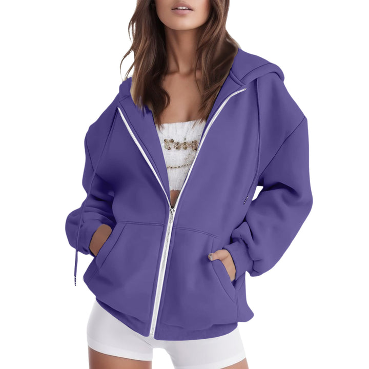 Ladies oversized hooded jacket with practical pockets Amarae