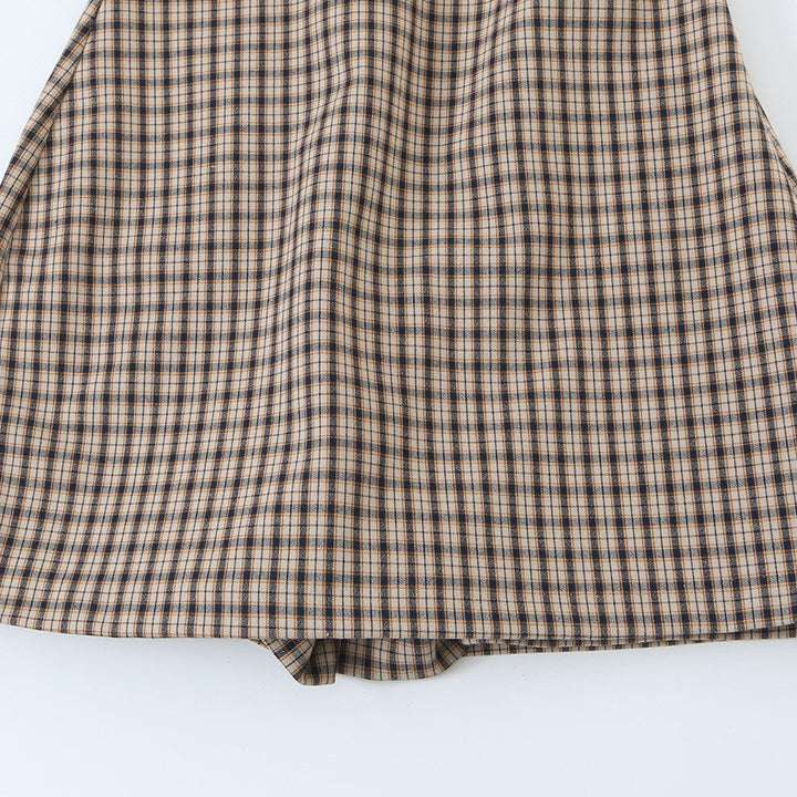 Women's Fitted Sleeveless Mini Dress with Stand Collar and Check Pattern Amarae