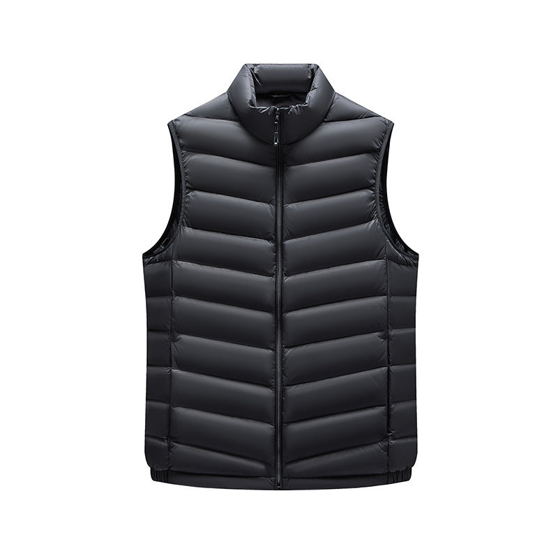 Men's Ultralight Quilted Vest with Down Look, Wind-resistant Shell and Stand-up Collar Amarae