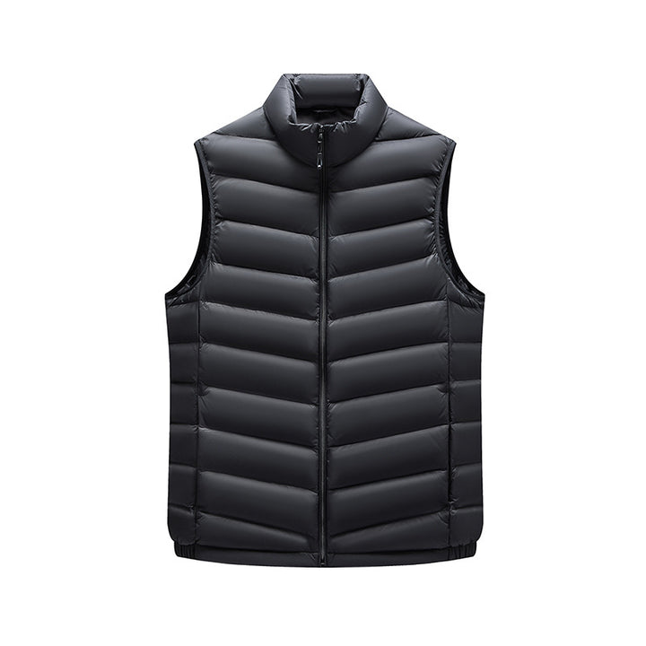 Men's Ultralight Quilted Vest with Down Look, Wind-resistant Shell and Stand-up Collar Amarae