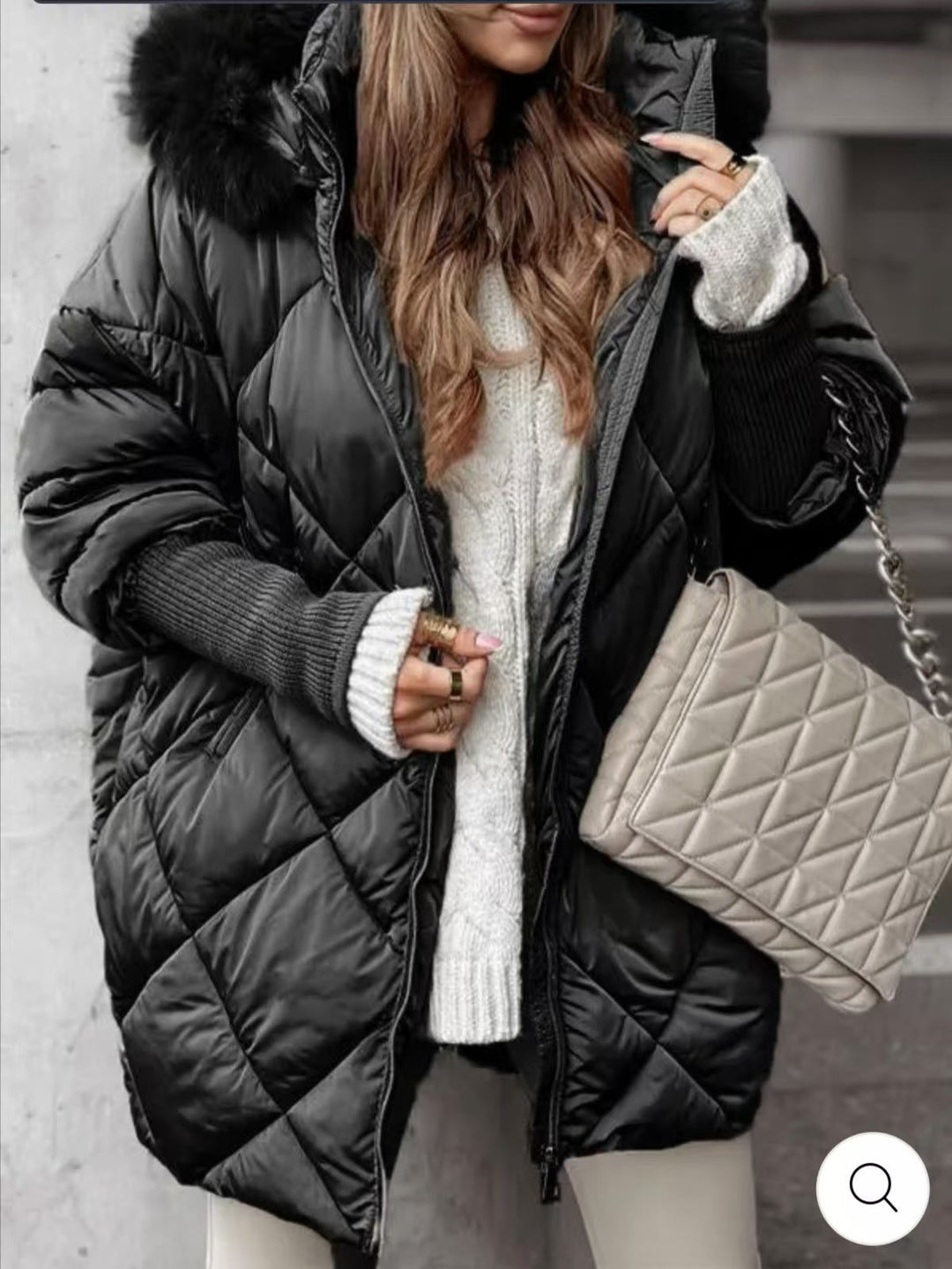 Women Quilted Winter Parka with Removable Hood Lune London