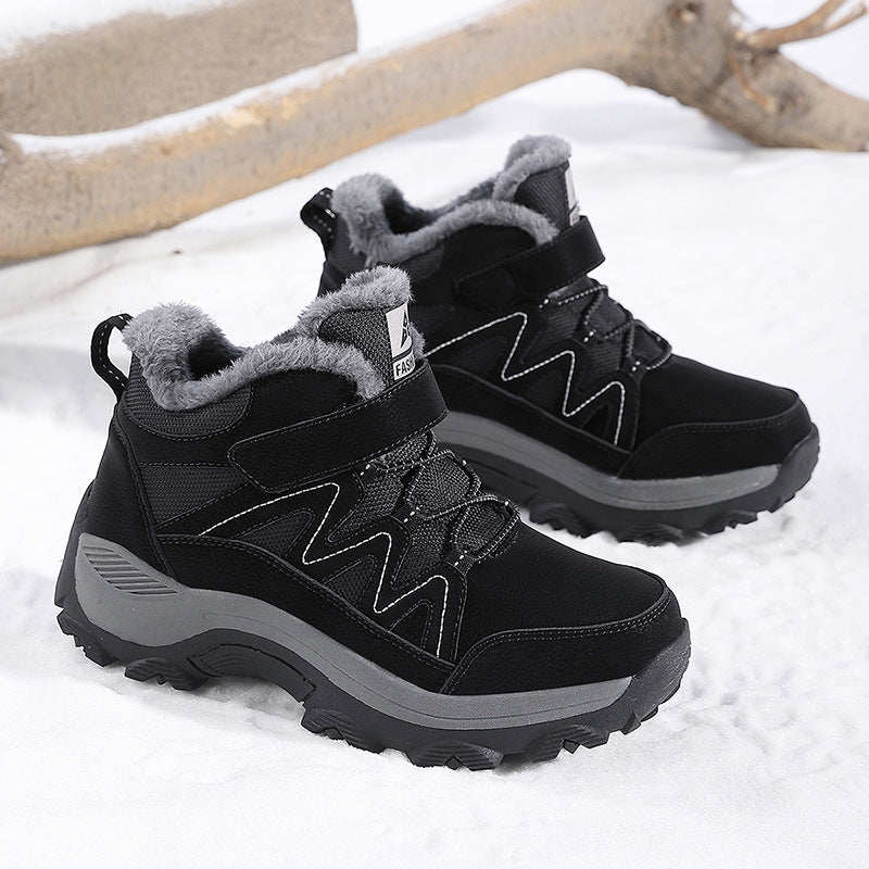 Men Insulated Winter Trekking Boots with Thermal Lining, Velcro Closure, and Traction Off-Road Profile Sole Amarae