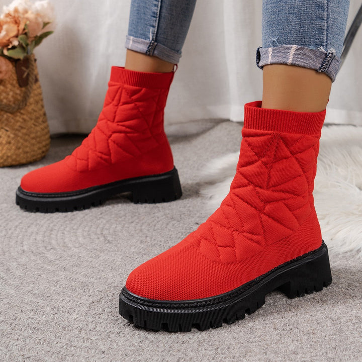 Ladies Fashion Boots with Textured Upper Material and Slip-Resistant Profile Sole Lune London