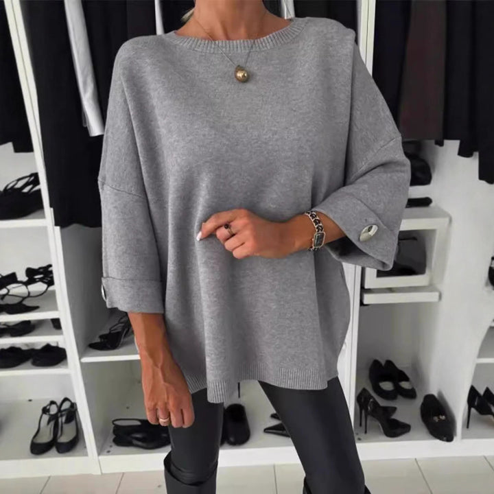 Women Oversized Sweater with decorative button details Lune London