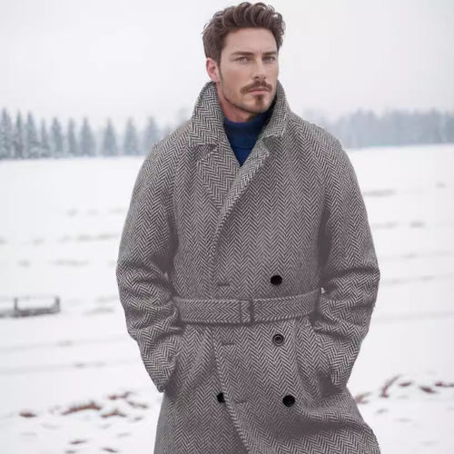 Double-breasted Loden coat for men with belt Amarae