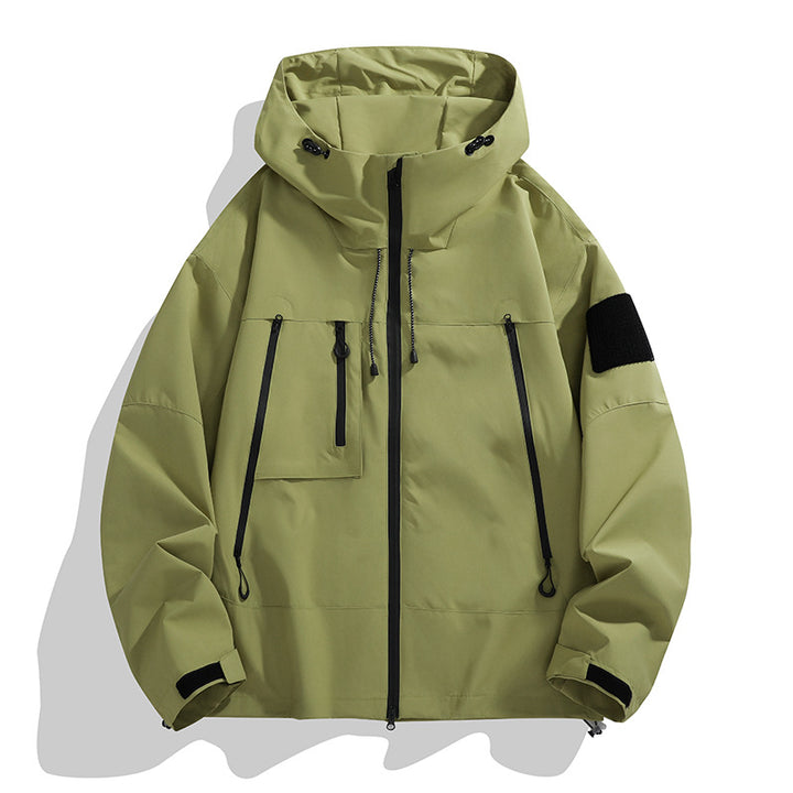 Technical outdoor jacket for women with adjustable hood system and multifunctional pockets Lune London