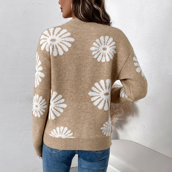 Knit sweater for women with a floral design Lune London