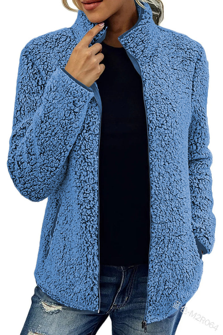 Fleece jacket for women with high collar and practical zip pockets Lune London
