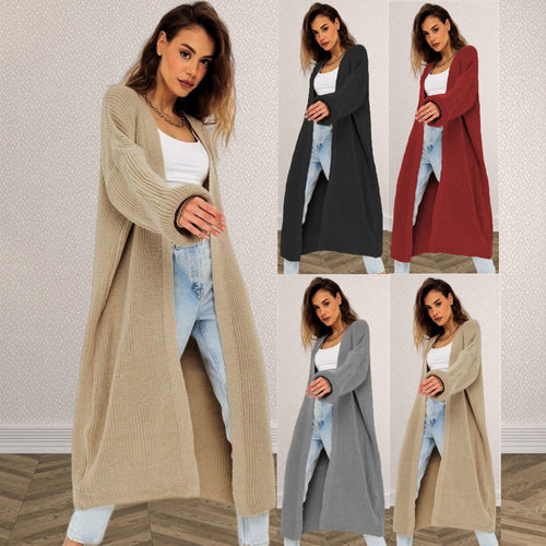 Thick knit coat for women with open cut and deep pockets Amarae