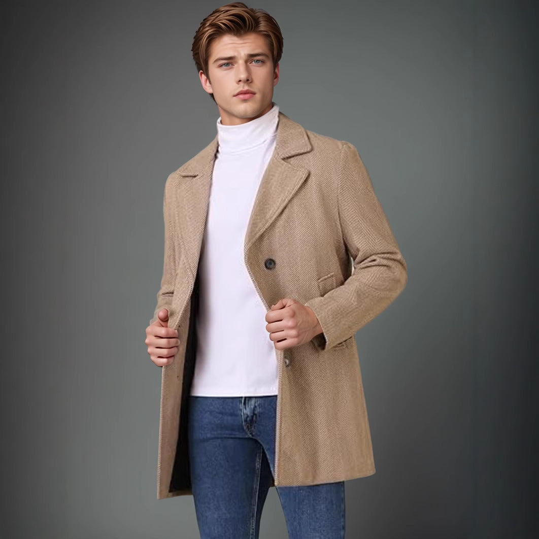 Elegant reversible coat for men with double-breasted buttons and hidden belt Amarae
