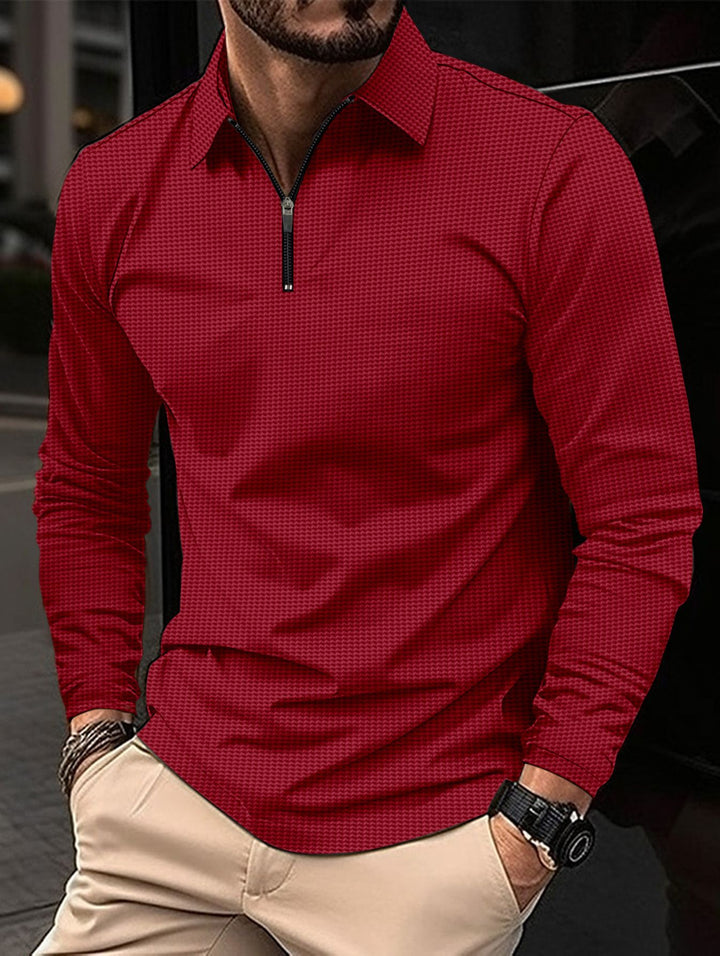 Men's long sleeve t-shirt with modern high collar and stylish zipper Lune London