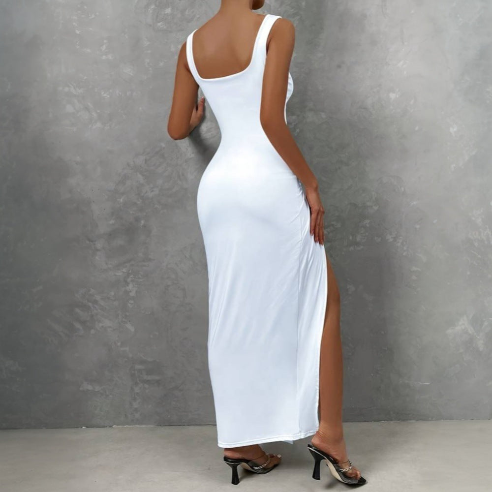 Robe maxi découpée pour femme avec design élégant enroulé et fente haute Chic & Stil