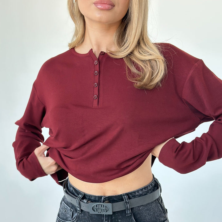 Long sleeve blouse for women with button details and relaxed cut Lune London