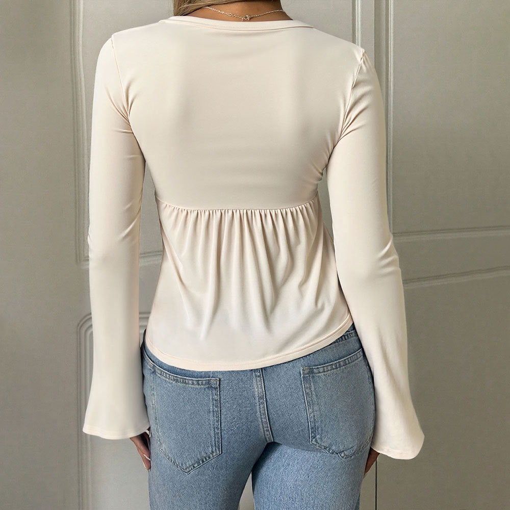 Haut élégant drapé pour femmes avec des manches trompette longues Chic & Stil