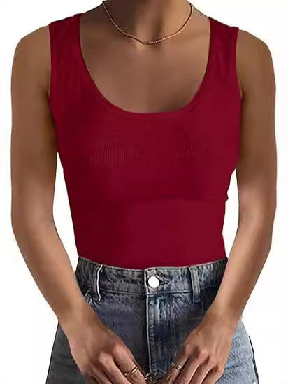 Women's fitted rib top with wide straps and comfortable finish Lune London