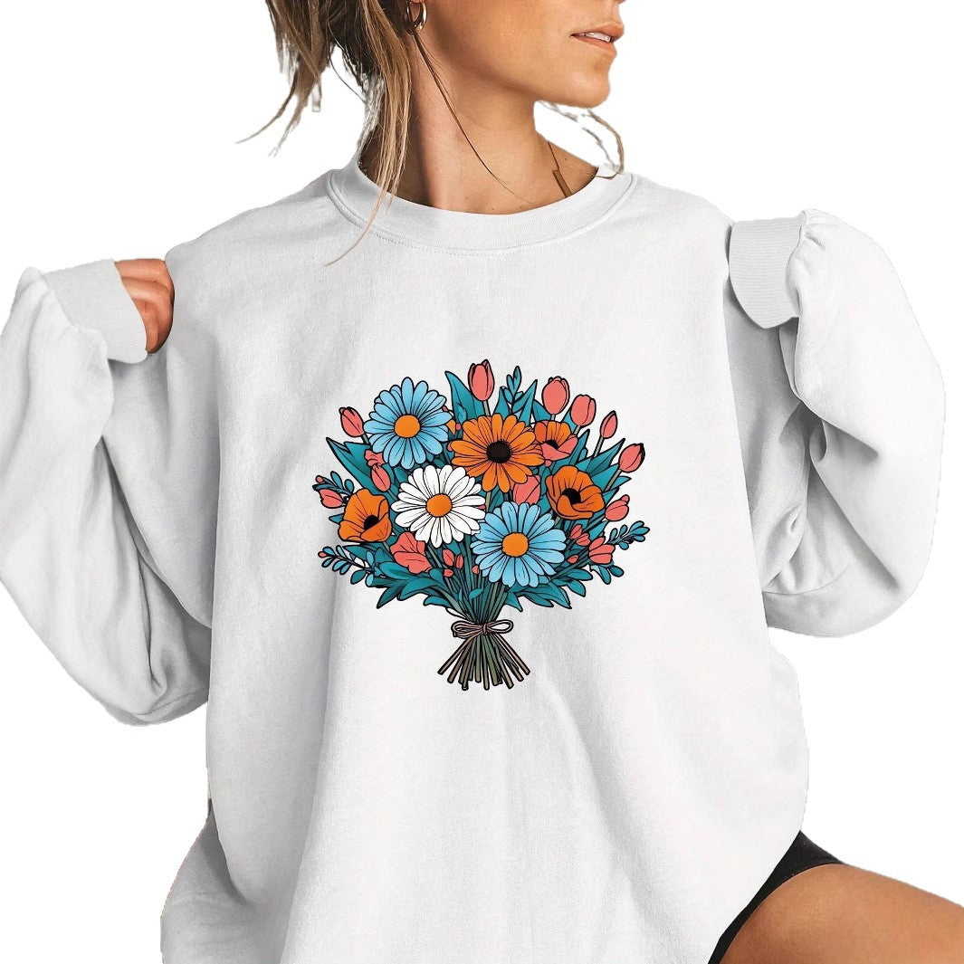 Sweatshirt surdimensionné pour femmes avec détails graphiques floraux Chic & Stil