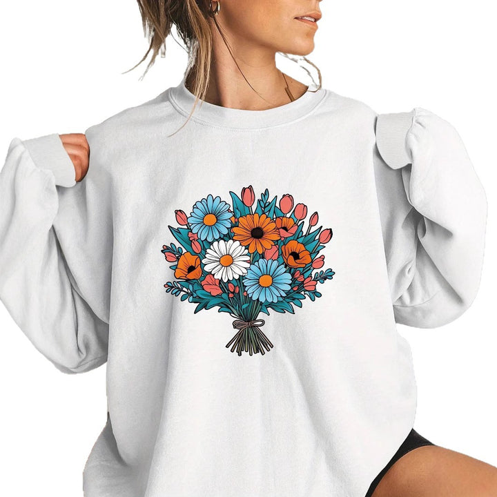 Sweatshirt surdimensionné pour femmes avec détails graphiques floraux Chic & Stil