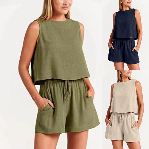 Ladies Relaxed Fitted Two-Piece Set Chic Shorts and Style