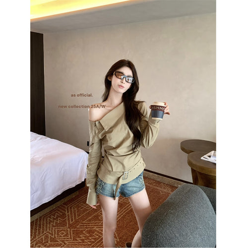 Women's Off-Shoulder Blouse with Elegant Draping