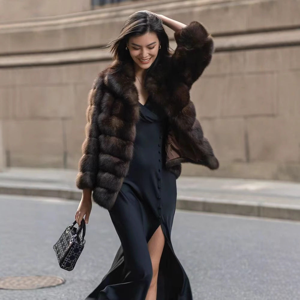 Luxury faux fur jacket for women with chic and stylish design