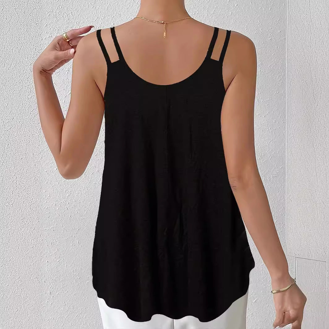Ladies spaghetti strap airy top with asymmetrical cut Amarae