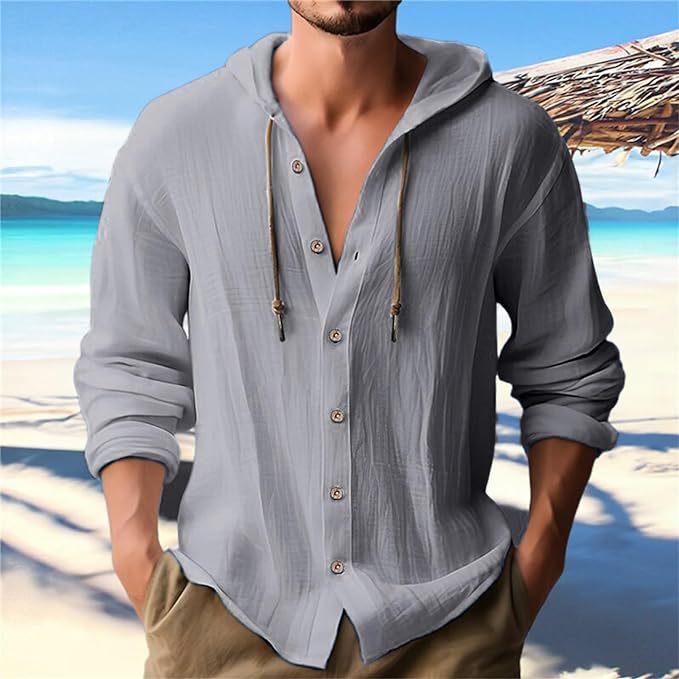 Casual hoodie shirt for men with button placket and elastic sleeves Lune London