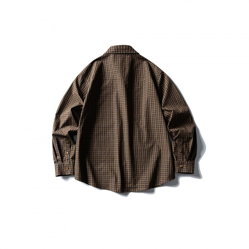 Men's overshirt in check pattern with front pockets and snap button placket Amarae