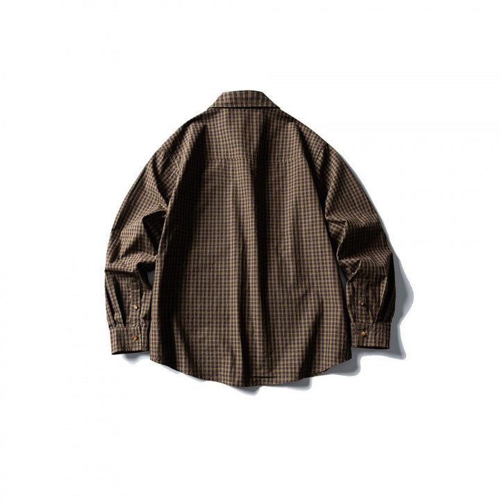 Men's overshirt in check pattern with front pockets and snap button placket Amarae