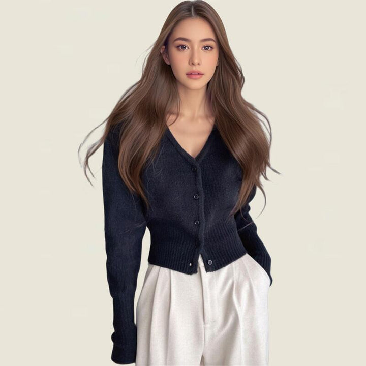 Women’s cardigan with V-neck and elastic edges Lune London
