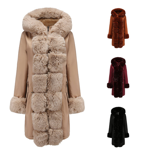 Women's Fashion Long Coat with Faux Fur Trim Amarae