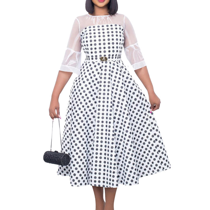 Floral dress for women with transparent sleeves Lune London