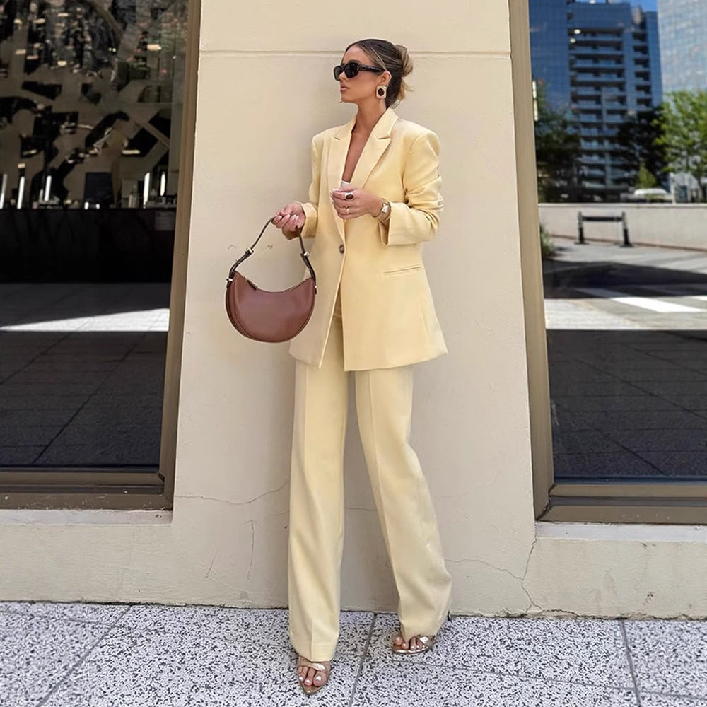 Women's Elegant Oversized Blazer with High Waist and Wide Leg Pants Amarae